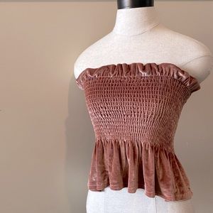 Sweetheart romantic rose velour crop top
